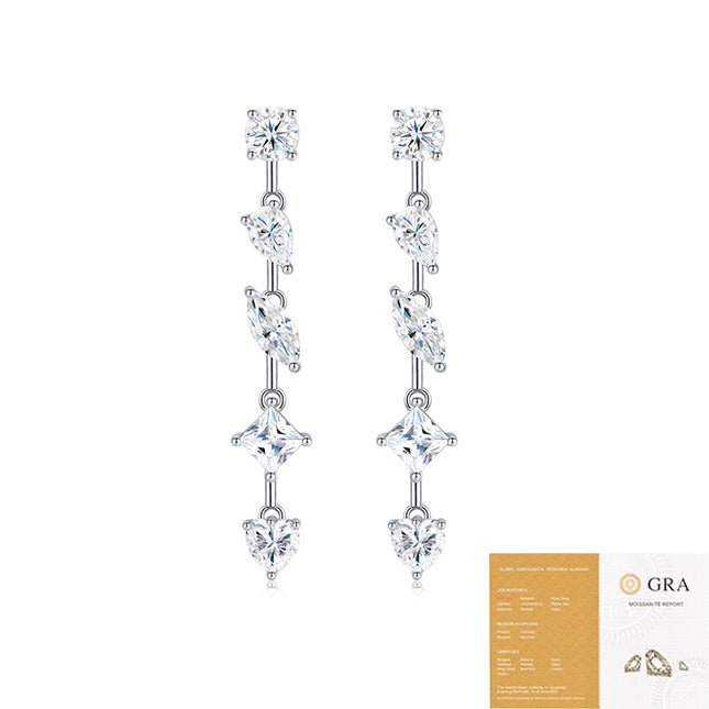 Pear-Shaped Moissanite Drop Earrings - Sterling Silver with Platinum Plating