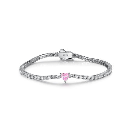 S925 Silver Heart-shaped Moissanite Bracelet - Dainty Sparkling Design For Women