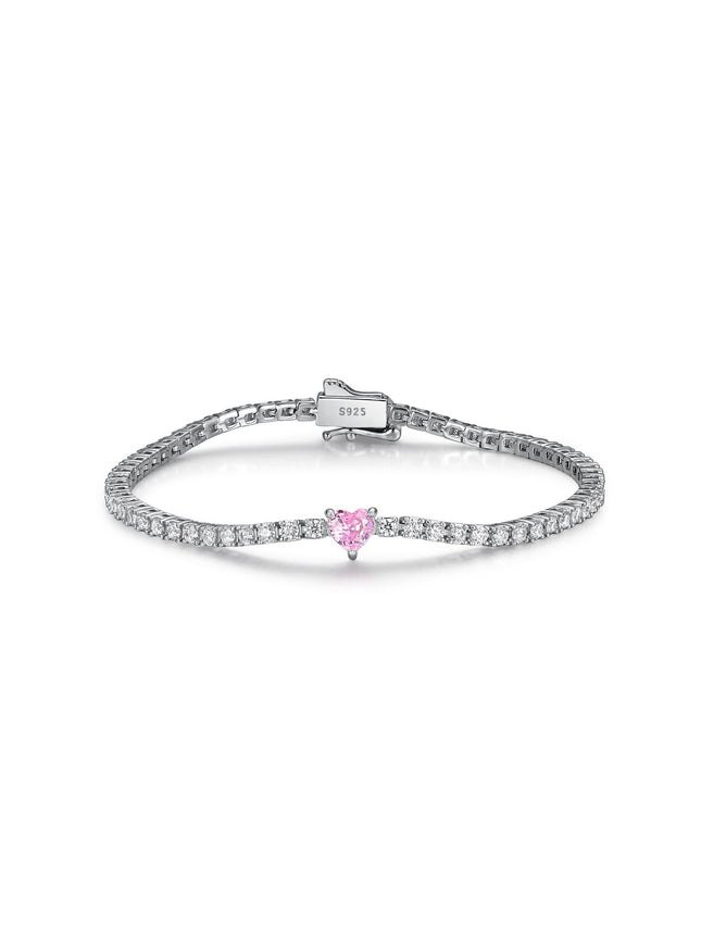 S925 Silver Heart-shaped Moissanite Bracelet - Dainty Sparkling Design For Women