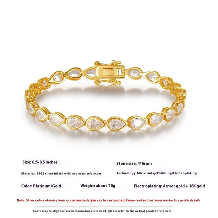 Water Drop Tennis Bracelet - Sterling Silver with Zircon Stones