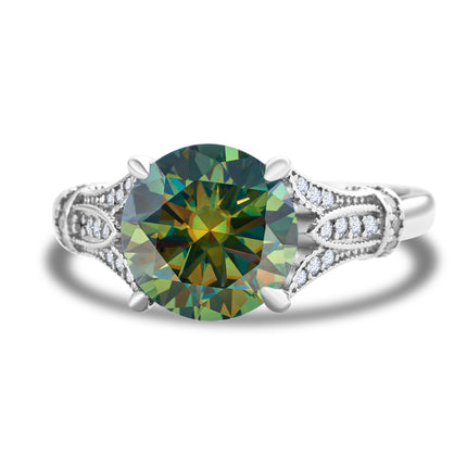 S925 Sterling Silver Moissanite Row Ring - 3 Karat Blue Gemstone Luxury