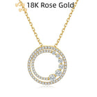 18K Gold Rose Gold Diamond Necklace Round Pendant Necklace