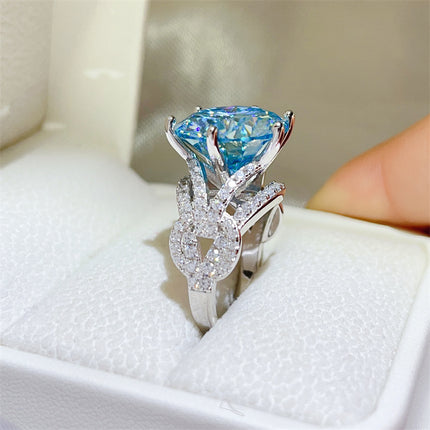 10K Blue Moissanite Diamond Ring - Luxury Women's Fine Jewelry