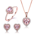 Elegant Heart Jewelry Set - Sparkling Earrings, Ring & Pendant Necklace (3-Piece Set)