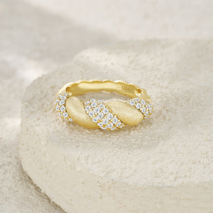 Braided Moissanite Ring - 925 Sterling Silver with Gold Plating
