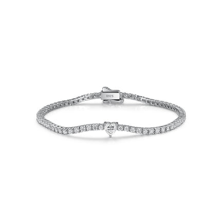 S925 Silver Heart-shaped Moissanite Bracelet - Dainty Sparkling Design For Women