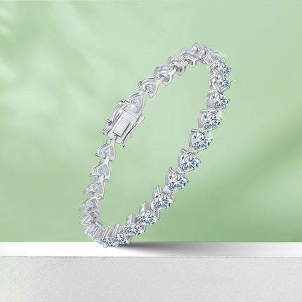 Elegant S925 Sterling Silver Bracelet - 18k Platinum Plated with Diamond Accents