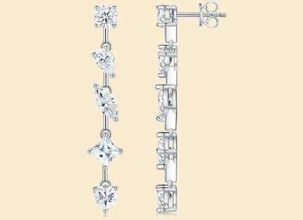 Pear-Shaped Moissanite Drop Earrings - Sterling Silver with Platinum Plating