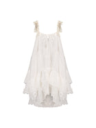 Lemon Hollow Embroidered Short Strap Dress - Elegant Summer Boho Gown