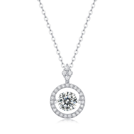 Touch Moissanite Pendant Necklace - 1 Karat Sterling Silver with Platinum Plating