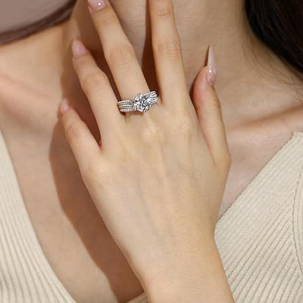 5ct Moissanite Engagement Rings For Women, 11MM Center Stone, D Color VVS1 Created Moissanite Wedding Promise Proposal Rings For Women Her, Anniversary Luxurious Bridal Gift