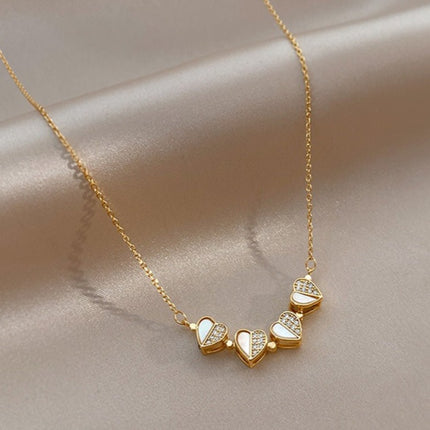 Luxury Four Leaf Clover Pendant Necklace - Stainless Steel Crystal Heart Jewelry For Women