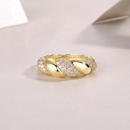 Braided Moissanite Ring - 925 Sterling Silver with Gold Plating