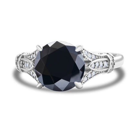 S925 Sterling Silver 3 Karat Black Moissanite Ring - Luxury Engagement & Statement Jewelry